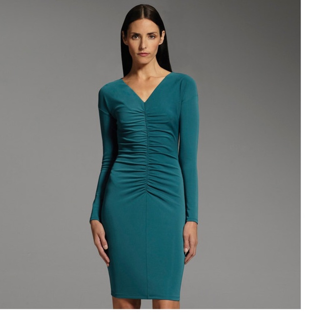 Narciso Rodriguez Ruched Sheath Dress-Green